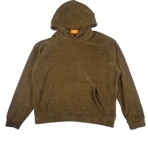 Negative Space Brown Corduroy‎ Hoodie Pullover Sweatshirt Size Large
